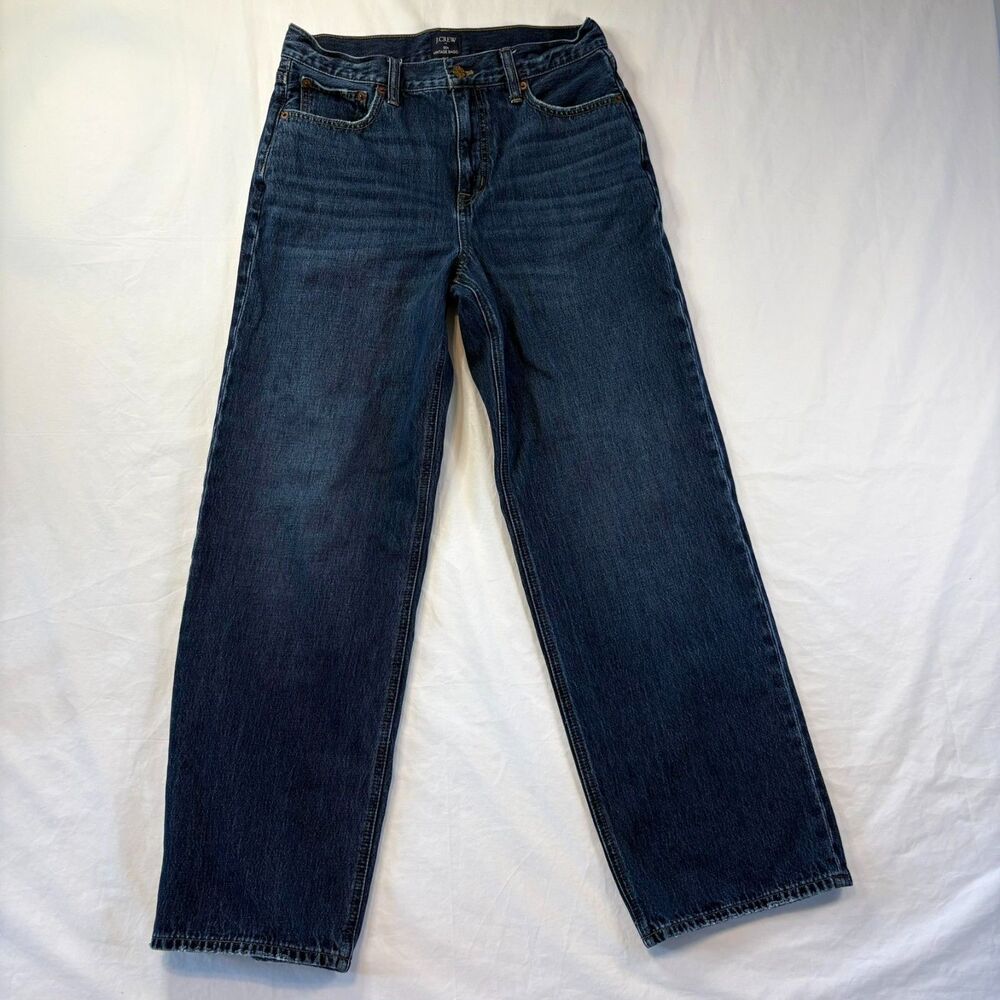 J.Crew Women's '90's Vintage Baggy 27T High Rise Jeans Dark Wash Blue 100%Cotton